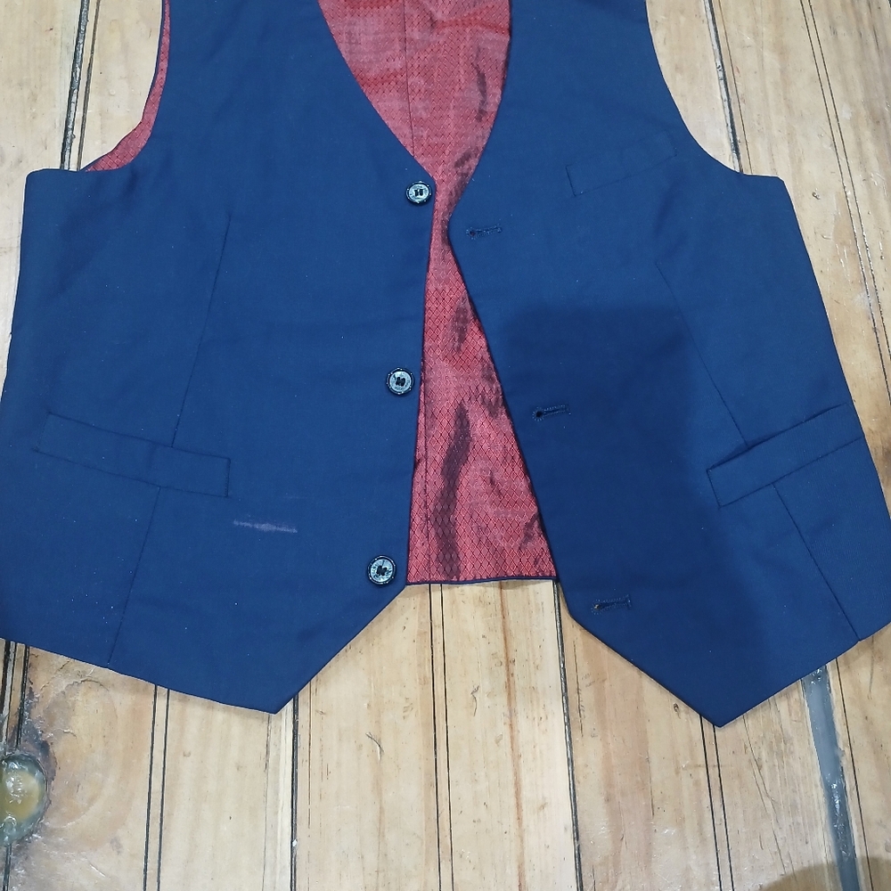 Navy BOYS SIZE 10/12 Vest with Red Satin Interior